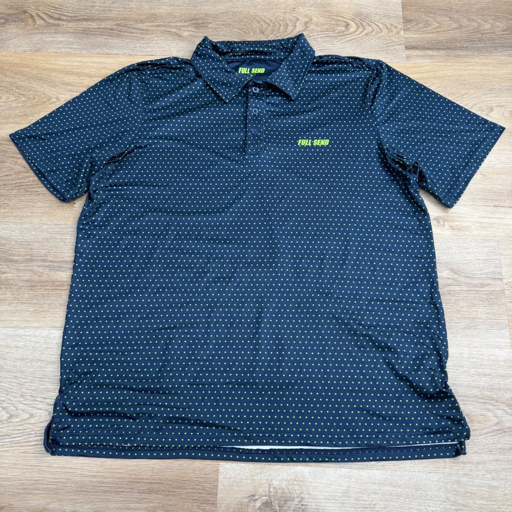 Full Send Polka Dot Golf Polo Mens Large Blue Active Outdoors Gorpcore